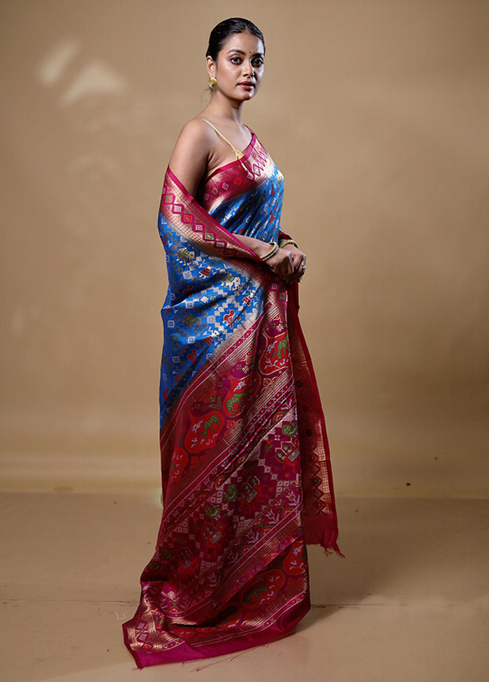 Blue Dupion Silk Saree With Blouse Piece Wide Range Of Sale Online