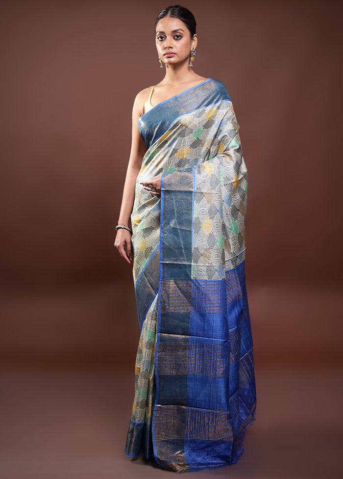 Multicolor Tussar Silk Saree With Blouse Piece Discount Manchester