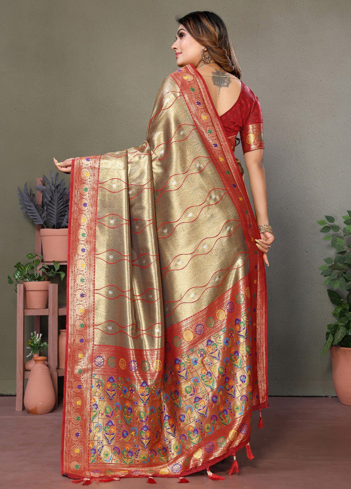 Olive Green Banarasi Silk Saree With Blouse Piece Discount Pay With Paypal