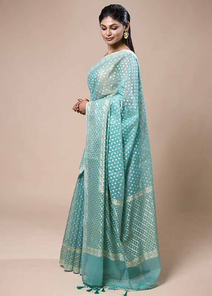 Blue Kora Silk Saree With Blouse Piece Buy Cheap Pay With Paypal