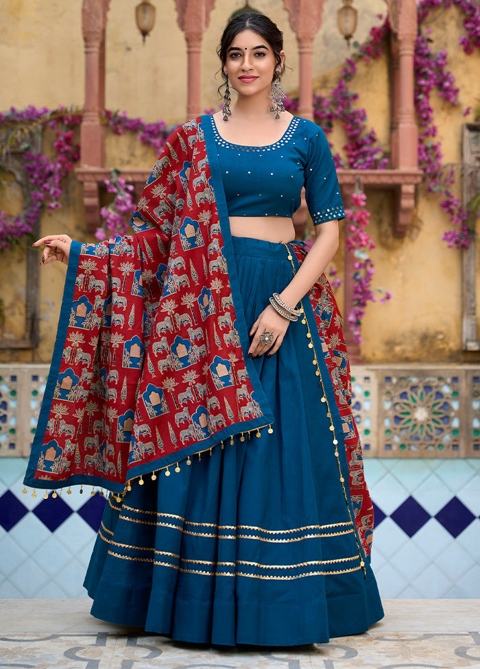 3 Pc Firoza Pure Cotton Semi Stitched Lehenga Set Sale Comfortable