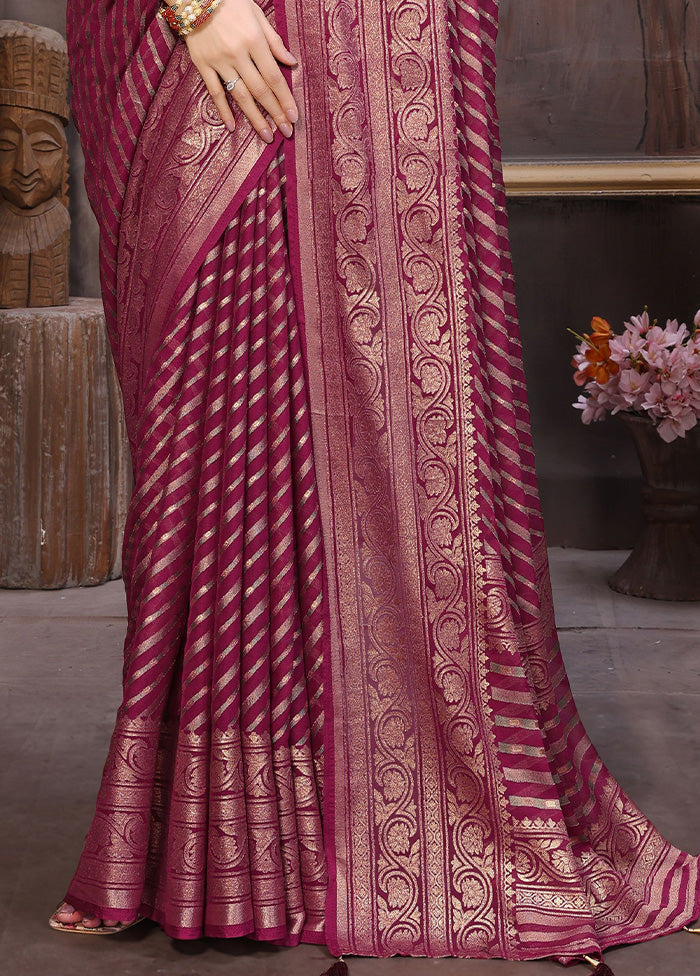 Wine Spun Silk Saree With Blouse Piece Clearance Websites