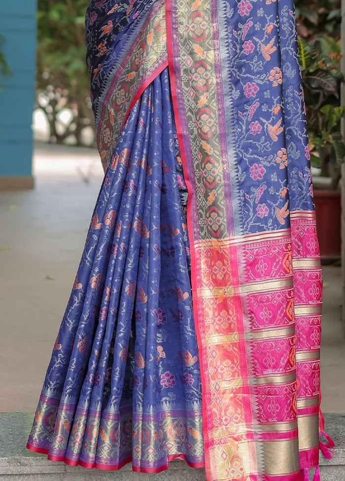 Navy Blue Spun Silk Saree With Blouse Piece Clearance Best Pices