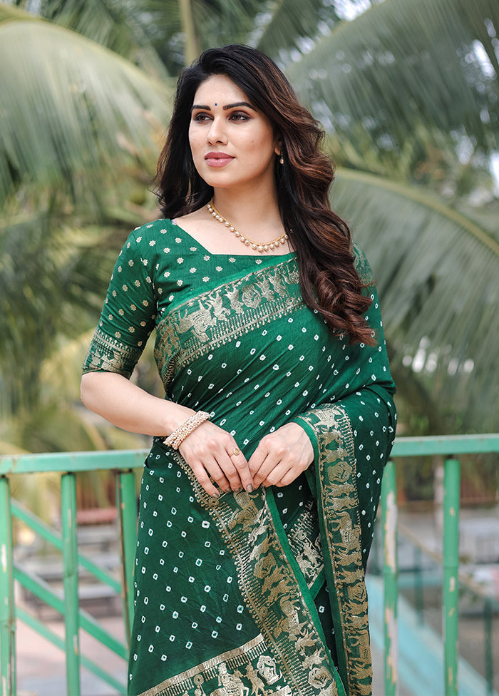 Green Spun Silk Saree With Blouse Piece Clearance Largest Supplier