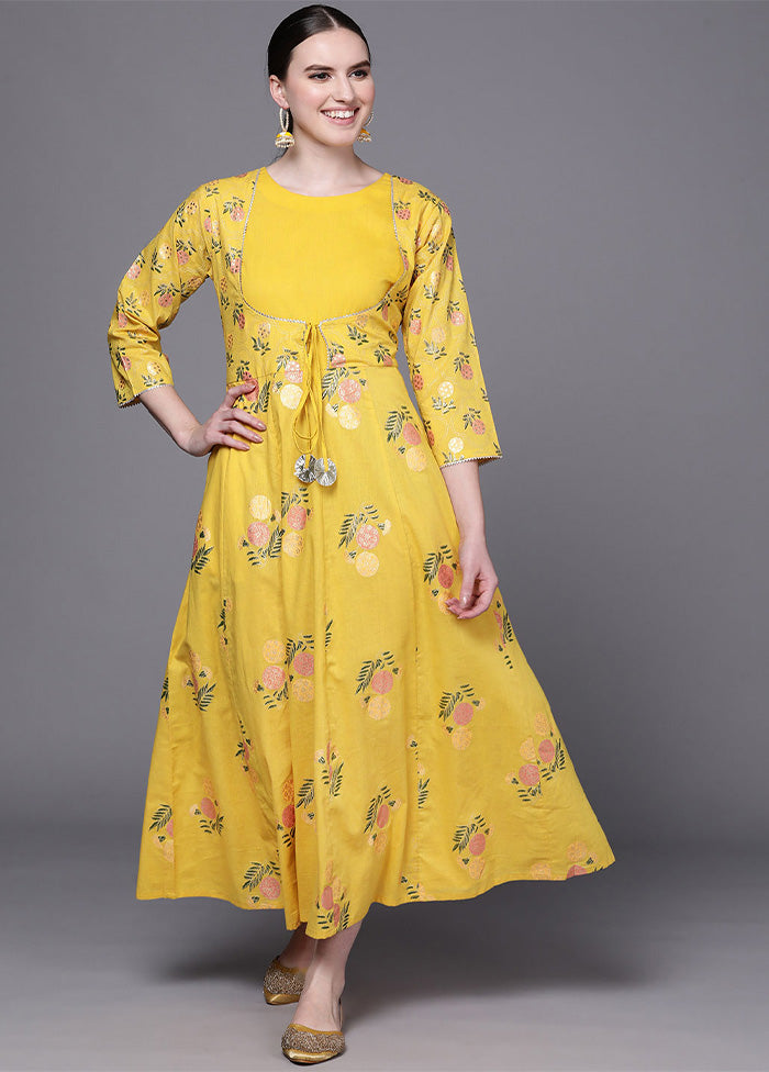 Yellow Readymade Cotton Indian Dress Clearance Genuine