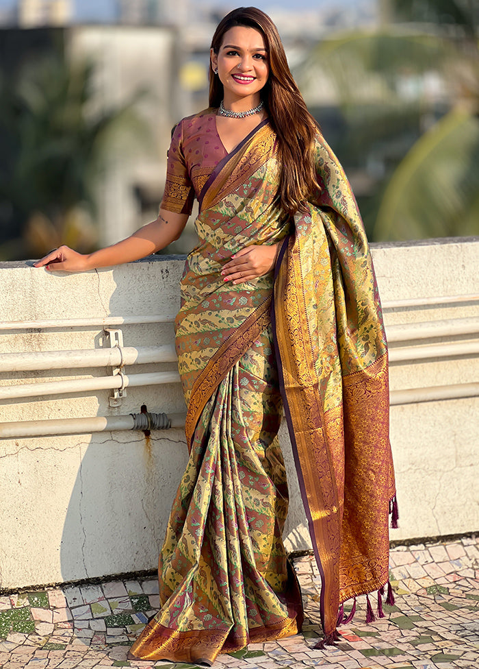 Brown Dupion Silk Saree With Blouse Piece 2025 Unisex Cheap Pice