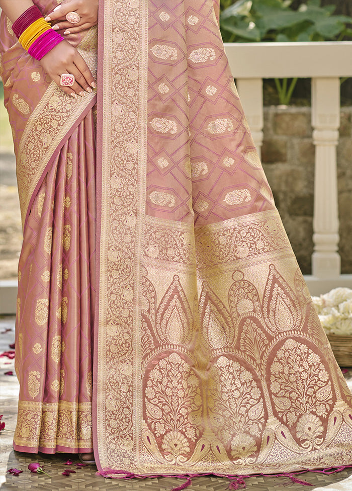 Pink Satin Silk Saree With Blouse Piece Clearance Outlet