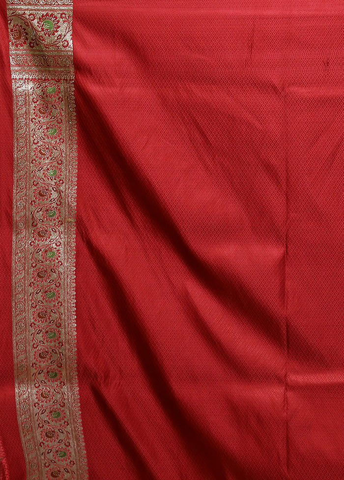 Maroon Banarasi Silk Saree With Blouse Piece Looking For