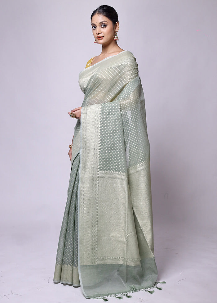 Green Kora Silk Saree With Blouse Piece Where To Buy Low Pice