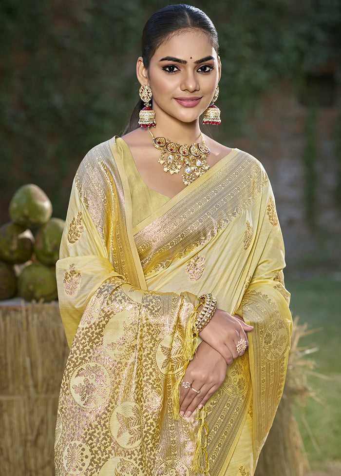 Yellow Spun Silk Saree With Blouse Piece Best Wholesale