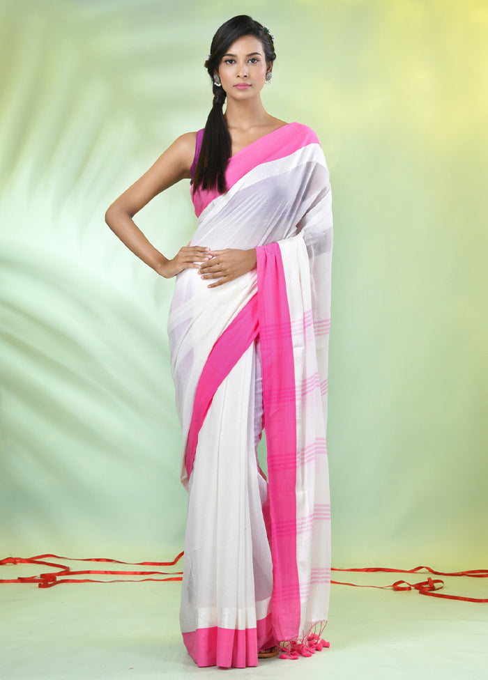 White Cotton Saree With Blouse Piece Outlet Store Cheap Pice