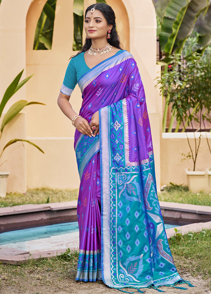 Violet Spun Silk Saree With Blouse Piece Free Shipping Order