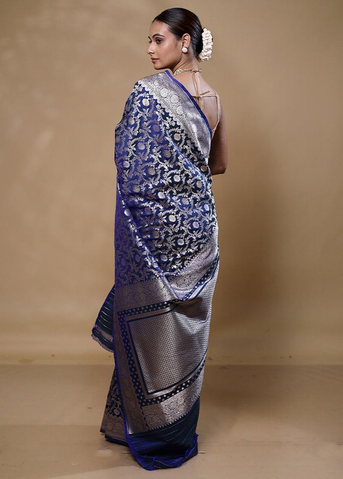 Blue Uppada Silk Saree With Blouse Piece Free Shipping Visit