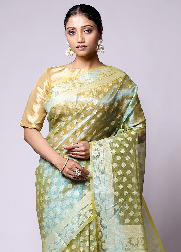 Green Tissue Silk Saree With Blouse Piece Outlet Buy