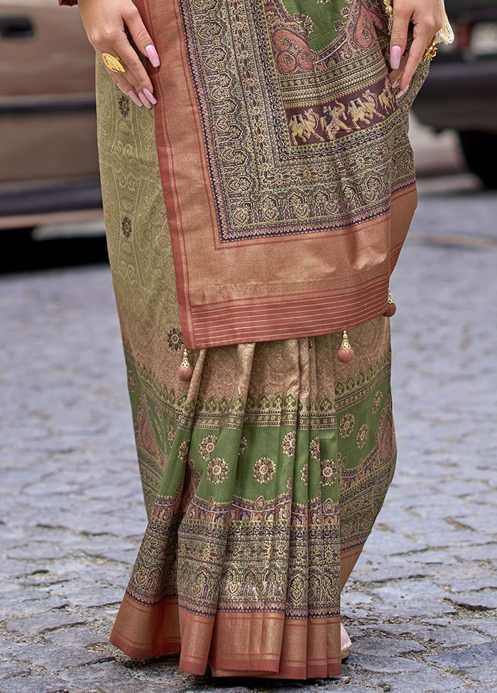 Beige Spun Silk Saree With Blouse Piece Sale Good Selling