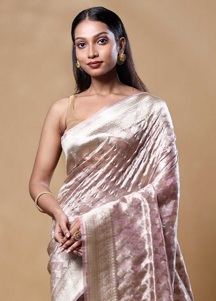 Pink Tissue Silk Saree With Blouse Piece Discount Sast