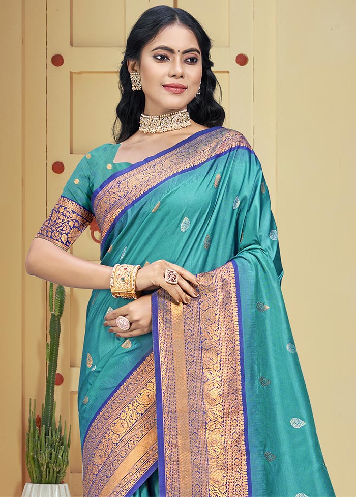 Sky Blue Dupion Silk Saree With Blouse Piece Outlet Fashion Style