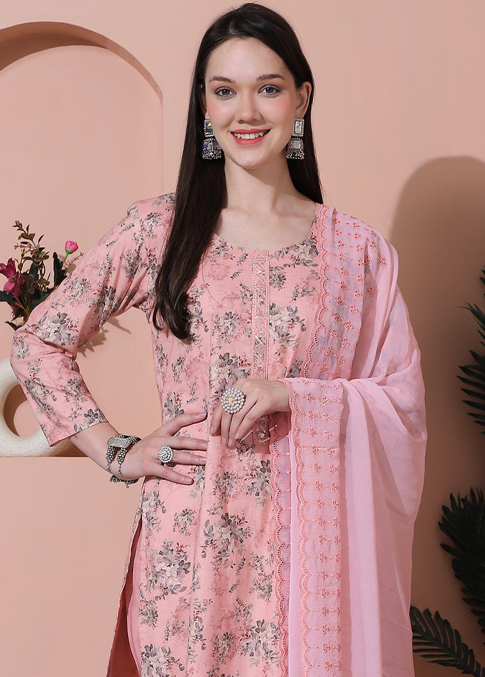 3 Pc Pink Unstitched Cotton Suit Set How Much Sale Online