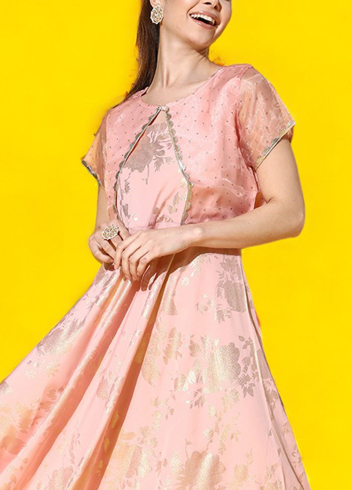 Pink Readymade Silk Indian Dress Supply Sale Online