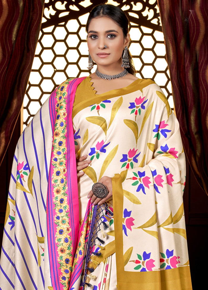 Mustard Pasmina Silk Saree With Shawl And Blouse Piece Clearance Shop