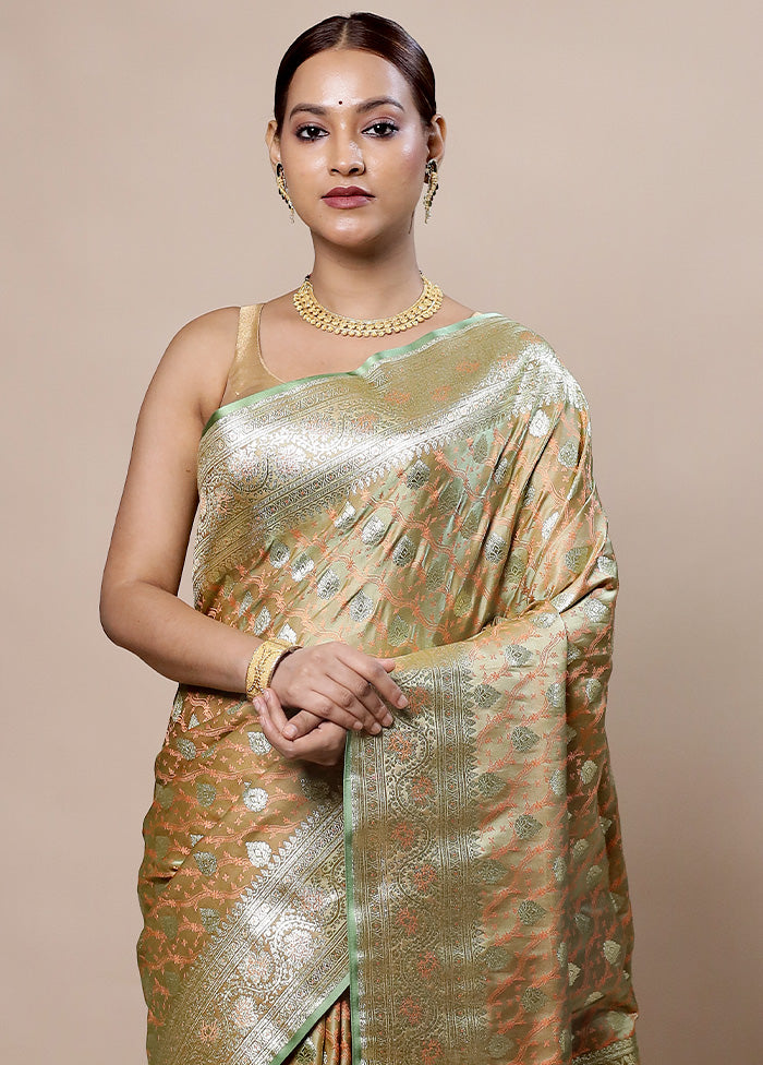 Green Tanchoi Silk Saree With Blouse Piece Amazon Online