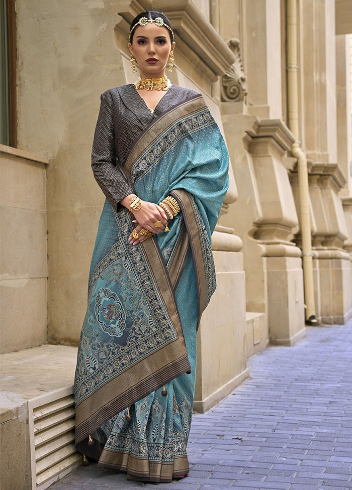 Rama Spun Silk Saree With Blouse Piece Shop Offer Cheap Pice