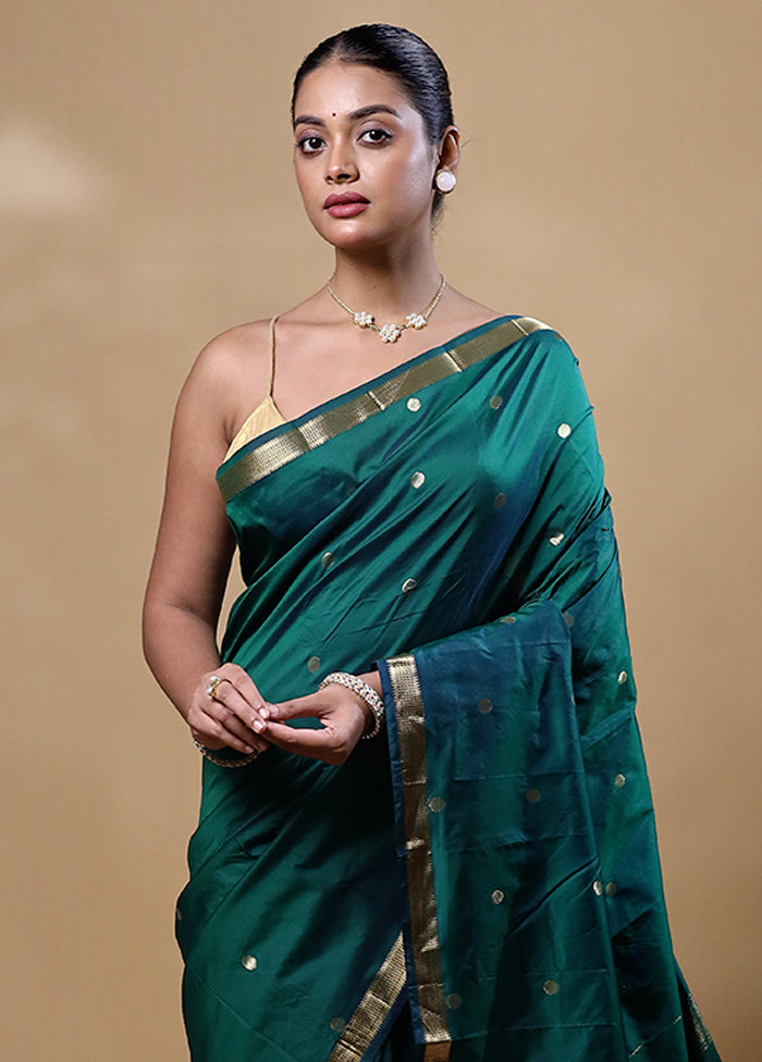 Green Kanjivaram Silk Saree With Blouse Piece Comfortable Online