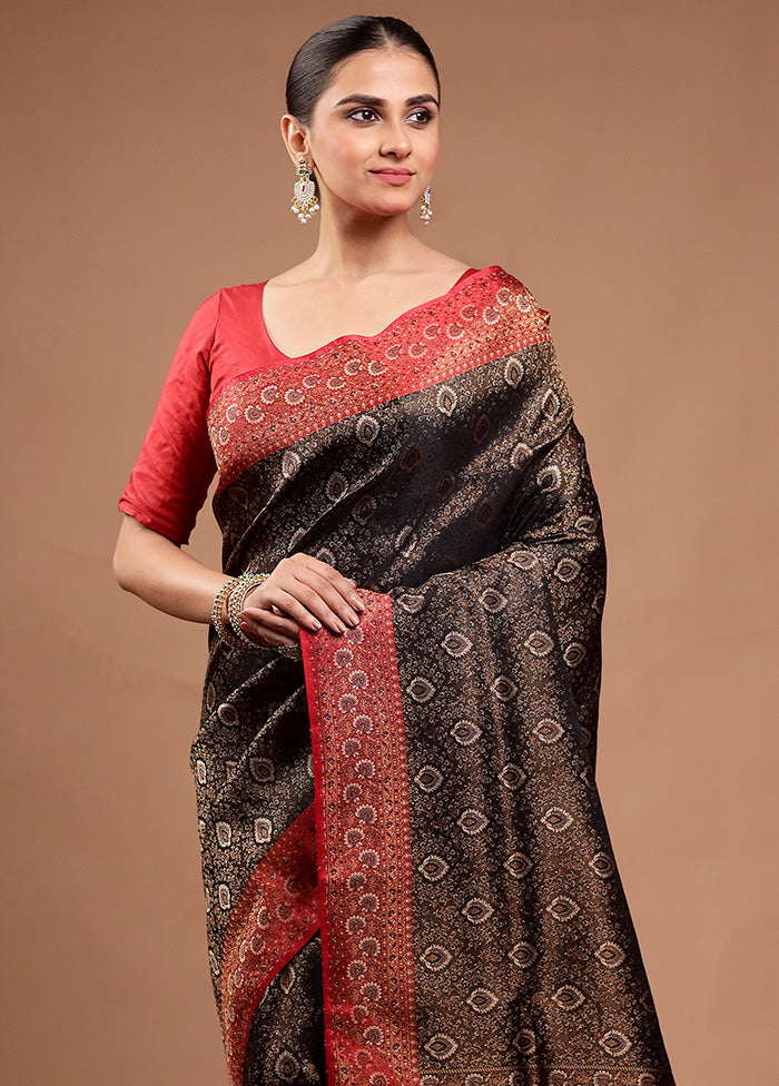 Brown Handloom Jamewar Pure Silk Saree With Blouse Piece Discount