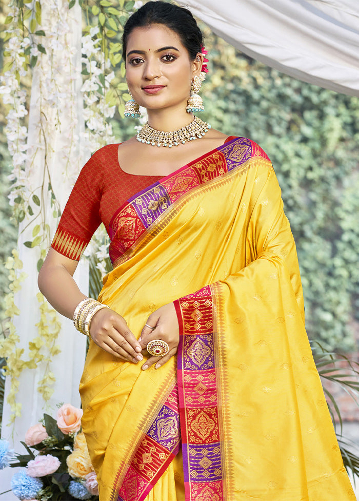 Yellow Dupion Silk Saree With Blouse Piece Looking For Cheap Pice