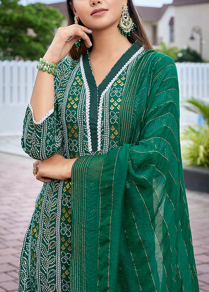 3 Pc Green Readymade Cotton Suit Set New For Sale