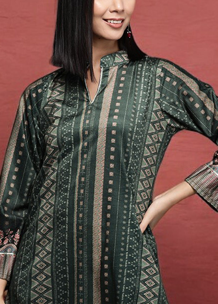 Dark Green Readymade Velvet Kurti Clearance Fake