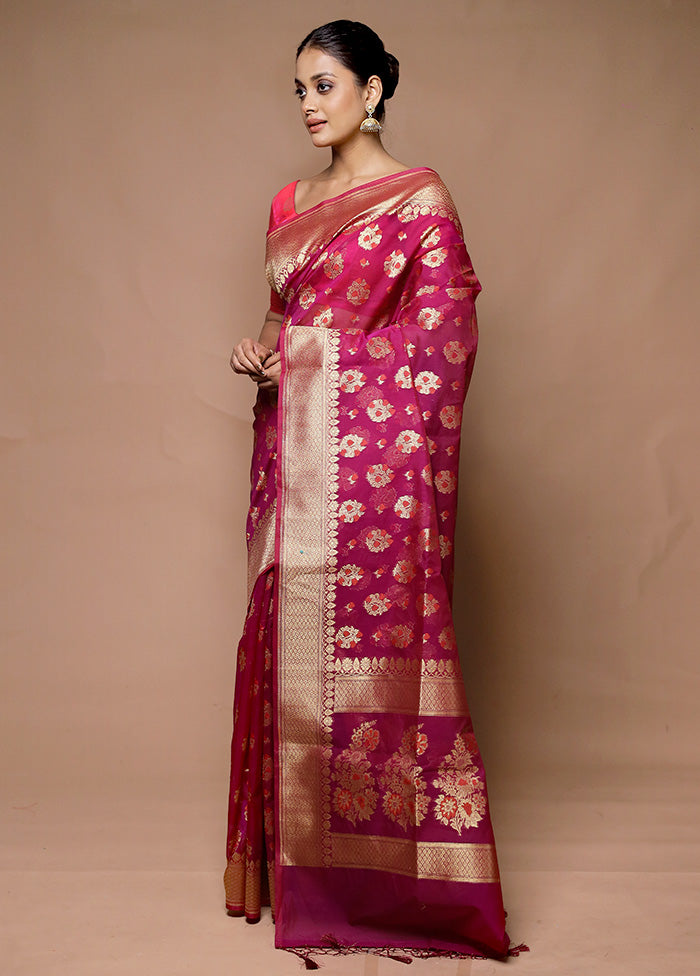 Pink Kora Silk Saree With Blouse Piece Best Place Cheap Pice