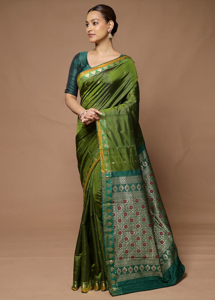 Green Kanjivaram Silk Saree With Blouse Piece Cheap Sale 2025