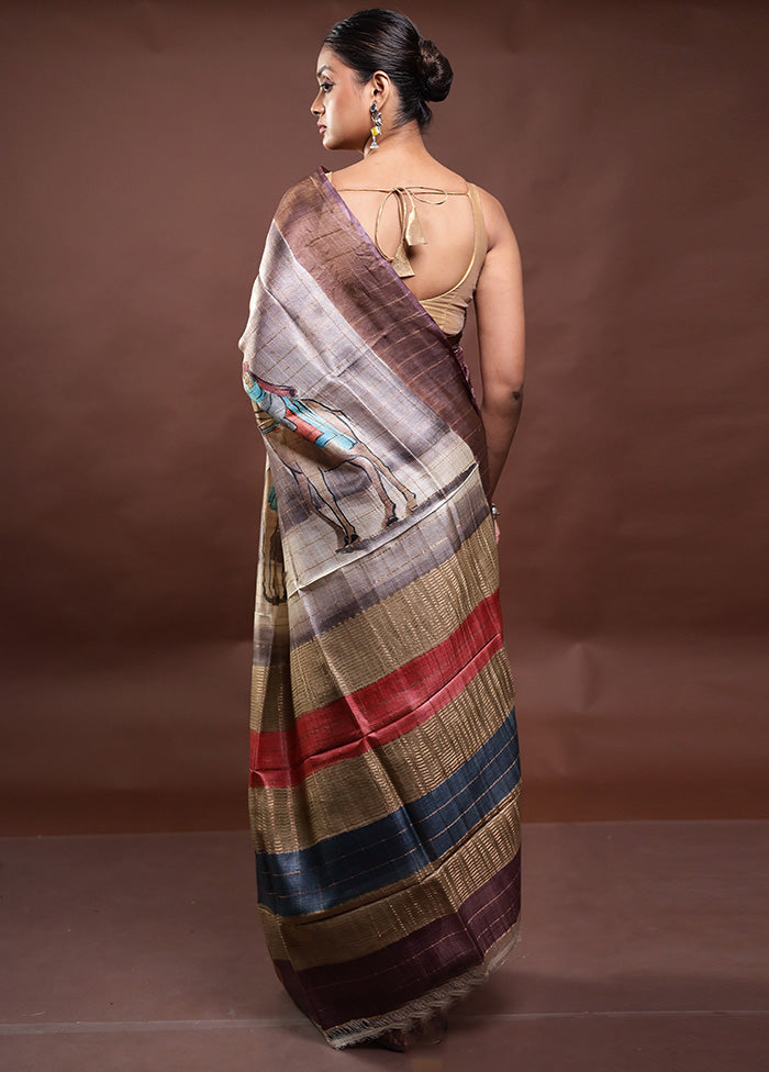 Multicolor Handloom Tussar Pure Silk Saree With Blouse Piece Buy Cheap With Paypal