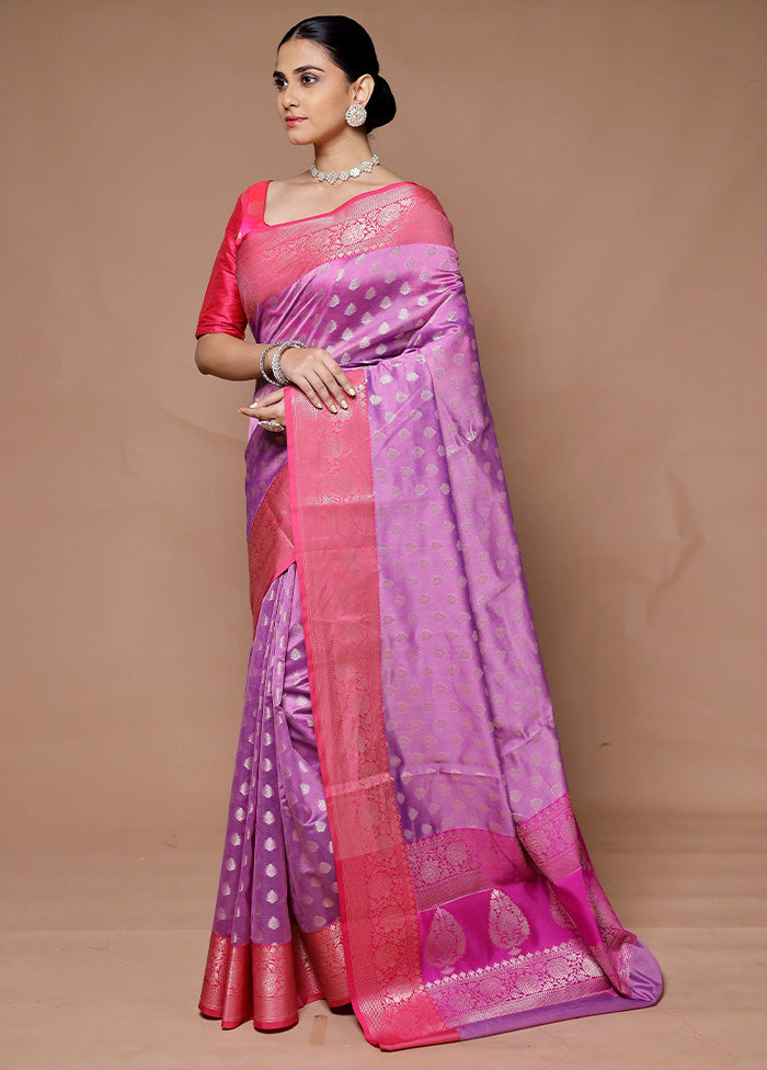 Pink Kora Silk Saree With Blouse Piece Cheap Sale 2025 Newest