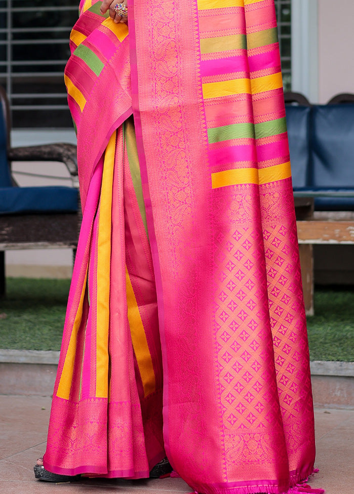 Pink Kanjivaram Silk Saree With Blouse Piece Buy Cheap Pices