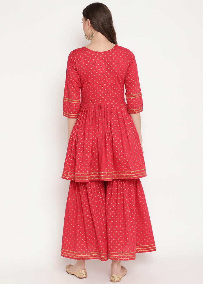 2 Pc Red Pure Readymade Cotton Kurti Set Explore