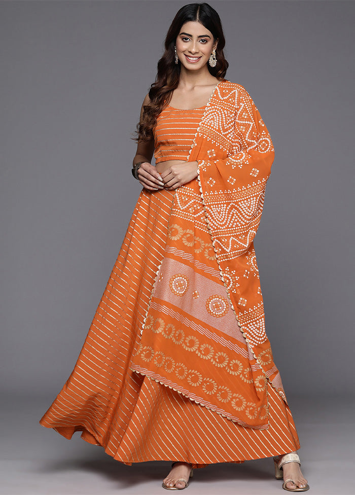 Orange Silk Readymade Lehenga With Dupatta Genuine Online