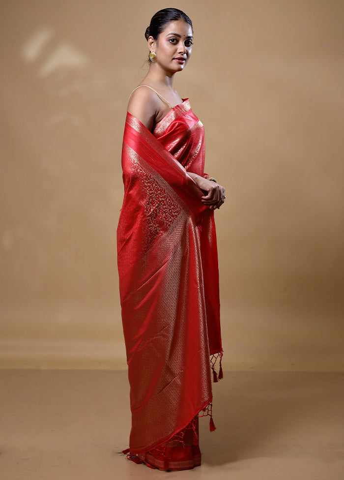 Red Dupion Silk Saree With Blouse Piece Free Shipping Buy