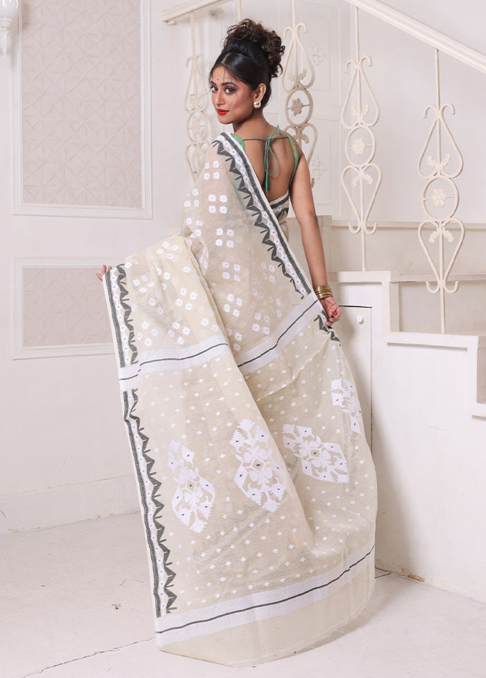 Beige Pure Cotton Texture Saree Without Blouse Piece Discount Authentic Online