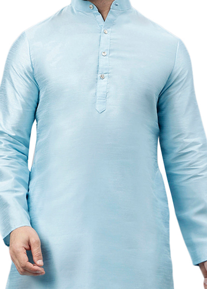 Aqua Dupion Silk Solid Kurta Best Place Online