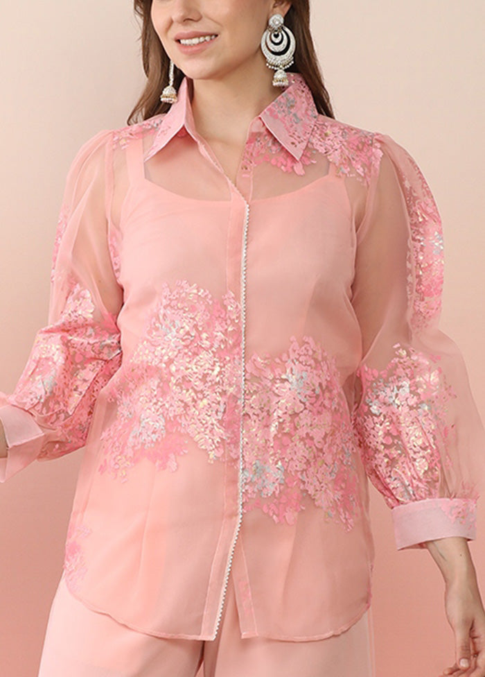 3 Pc Pink Readymade Polyester Tunic Set Clearance Online