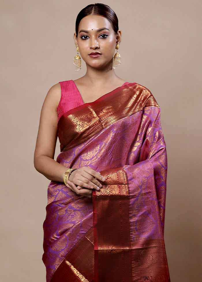 Pink Kanjivaram Silk Saree With Blouse Piece Buy Cheap Get Authentic