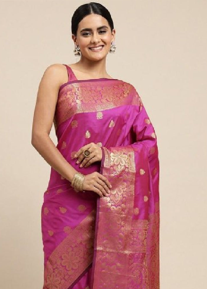 Pink Banarasi Silk Saree With Blouse Piece Where To Buy Low Pice