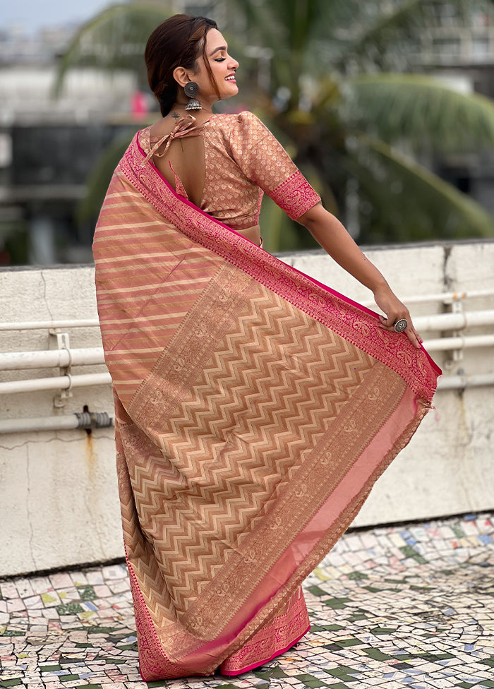 Pink Spun Silk Saree With Blouse Piece Discount Professional