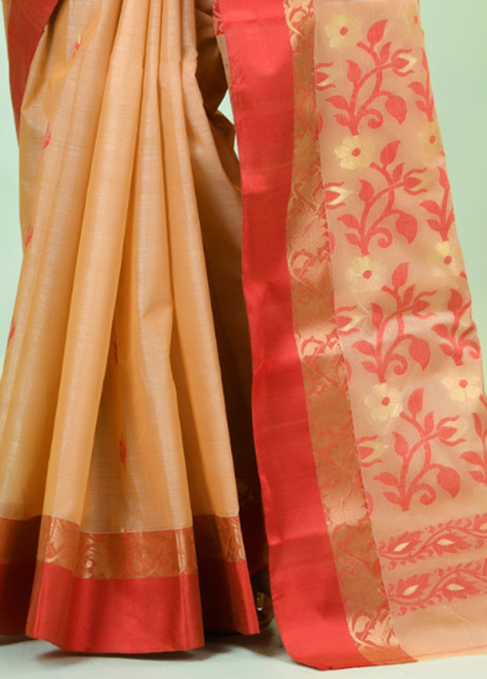 Beige Tussar Silk Texture Motifs Woven Saree Without Blouse Piece Clearance Official