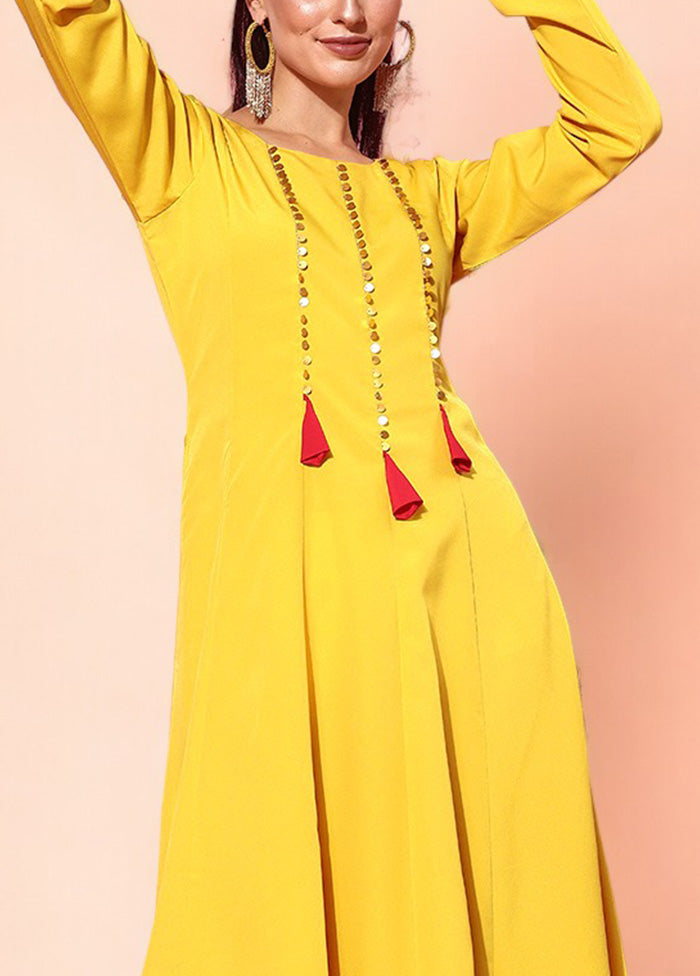 Mustard Readymade Silk Indian Dress Outlet Footlocker Finishline