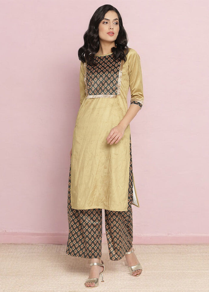 2 Pc Brown Readymade Velvet Kurti Set Cheap Sale Free Shipping