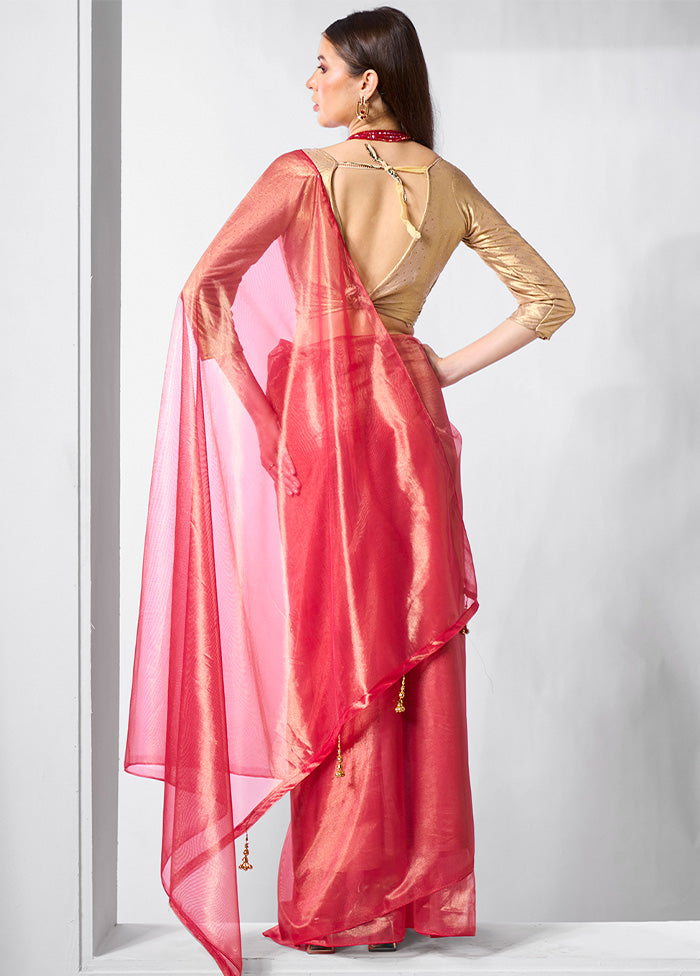 Pink Net Saree With Blouse Piece Pices Cheap Online