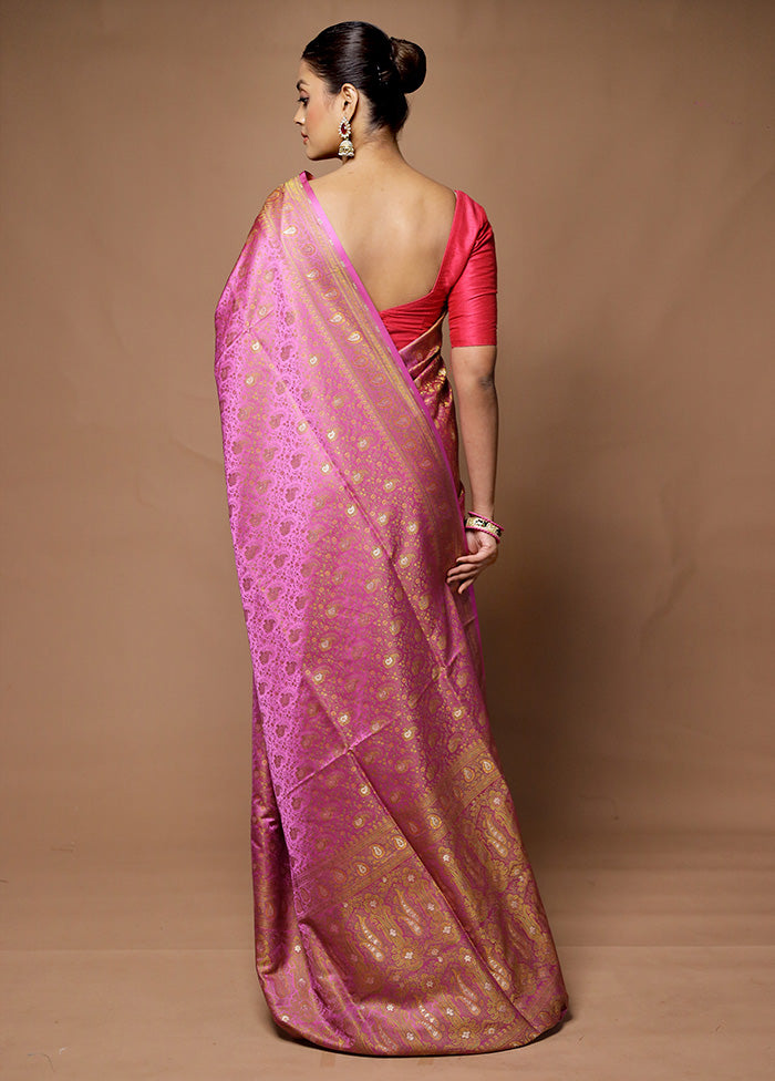 Pink Handloom Tanchoi Pure Silk Saree With Blouse Piece Sale Great Deals